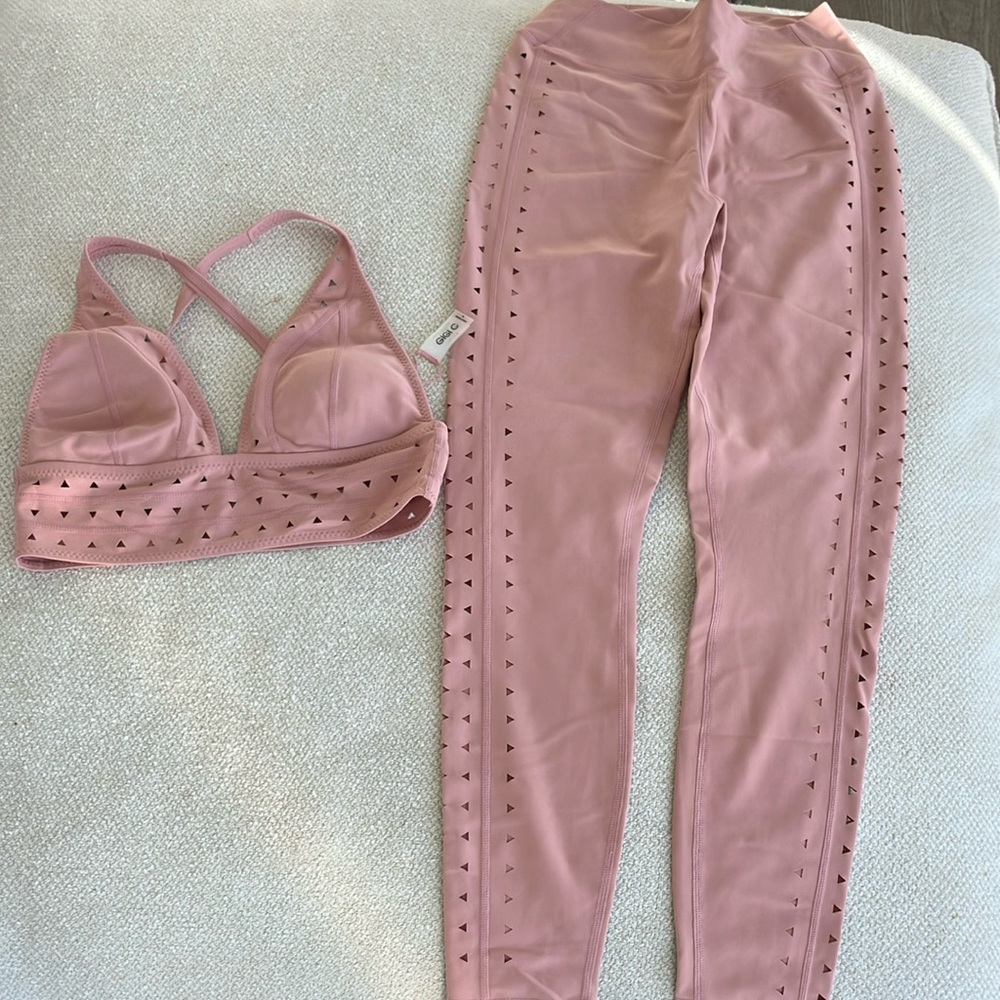 GIGI C Pink Leggings with High-Waist and Cutout Details